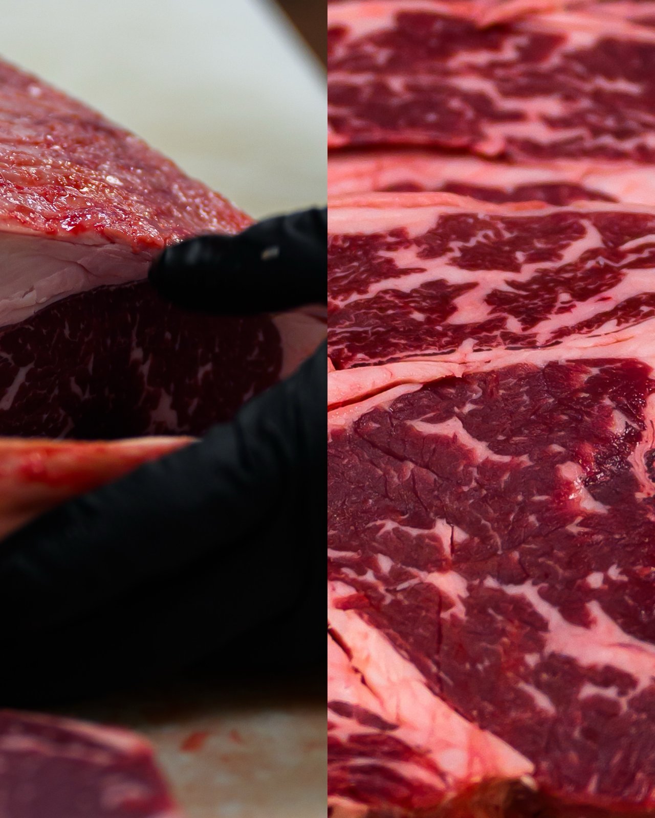 Marbled beef in the case at Ferraro’s Market