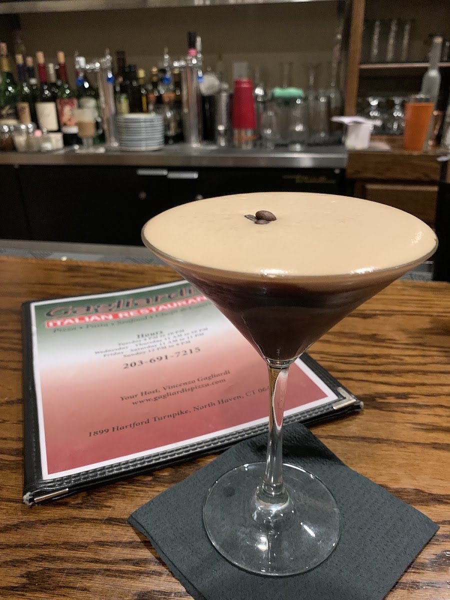 An espresso martini on the bar at Gagliardi's in North Haven