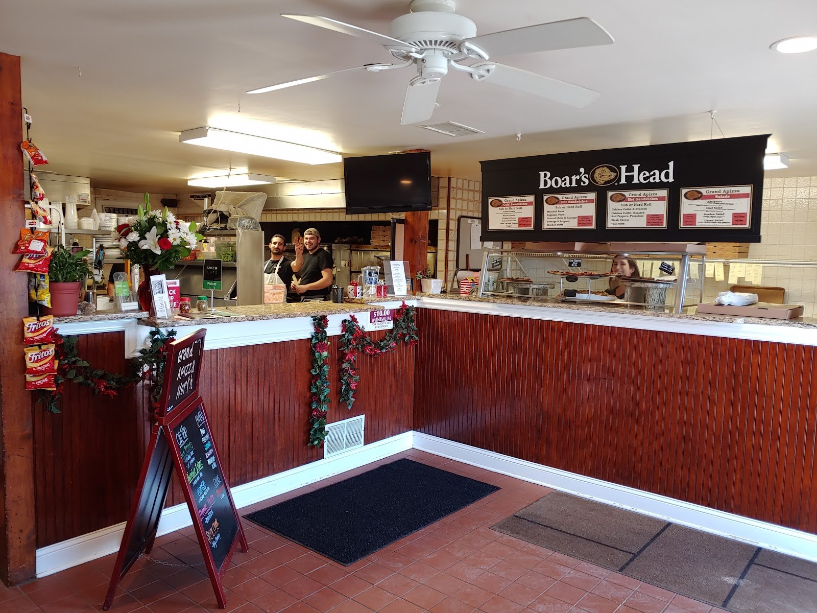 The order counter inside Grand Apizza North in North Haven