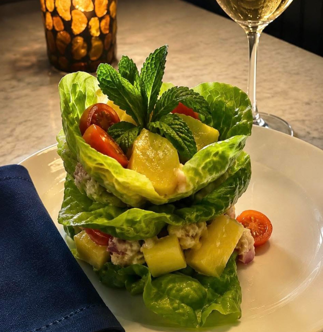A towering composed salad at Josephs on Whitney