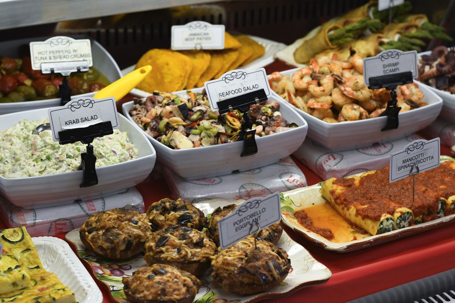 Prepared foods in the case at Liuzzi Gourmet Food Market