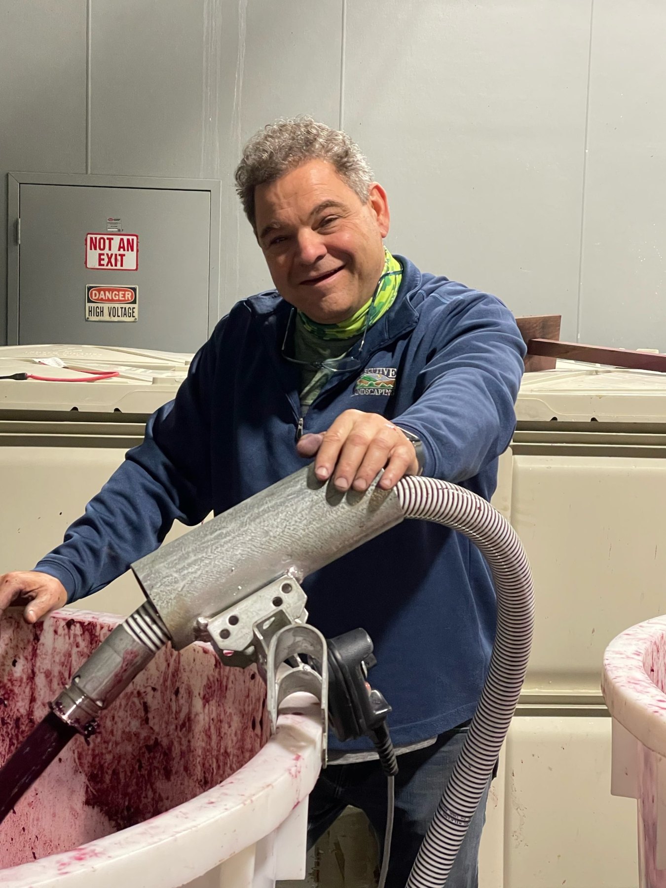 Cellar master Michael Annatone working in the cellar at Small Batch Cellars