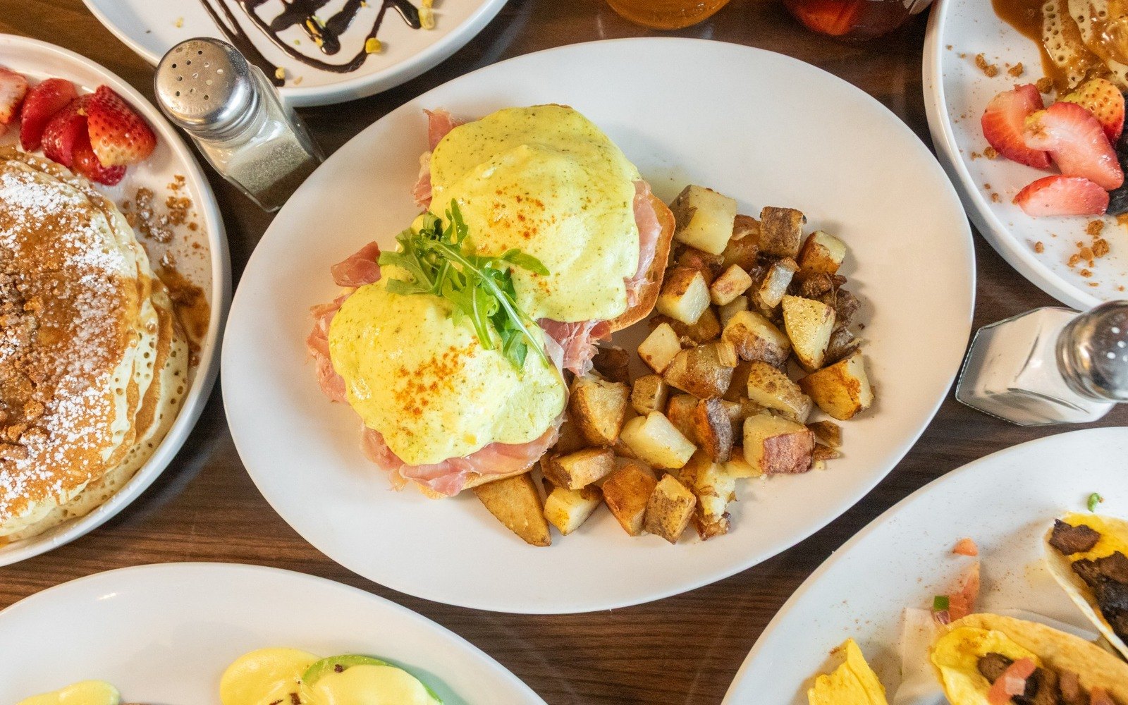 A spread of breakfast plates at State Street Cafe