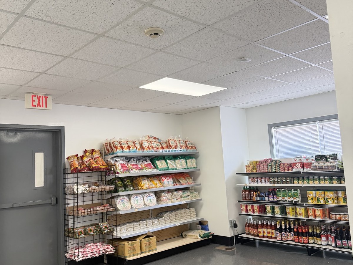 Shelves of Asian groceries, sauces and snacks inside Thai Yummy Express at 139 Middletown Ave. in North Haven